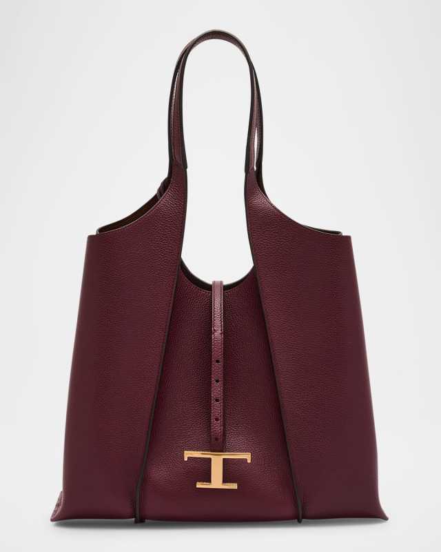 Medium Leather T Timeless Tote Shopping Bag